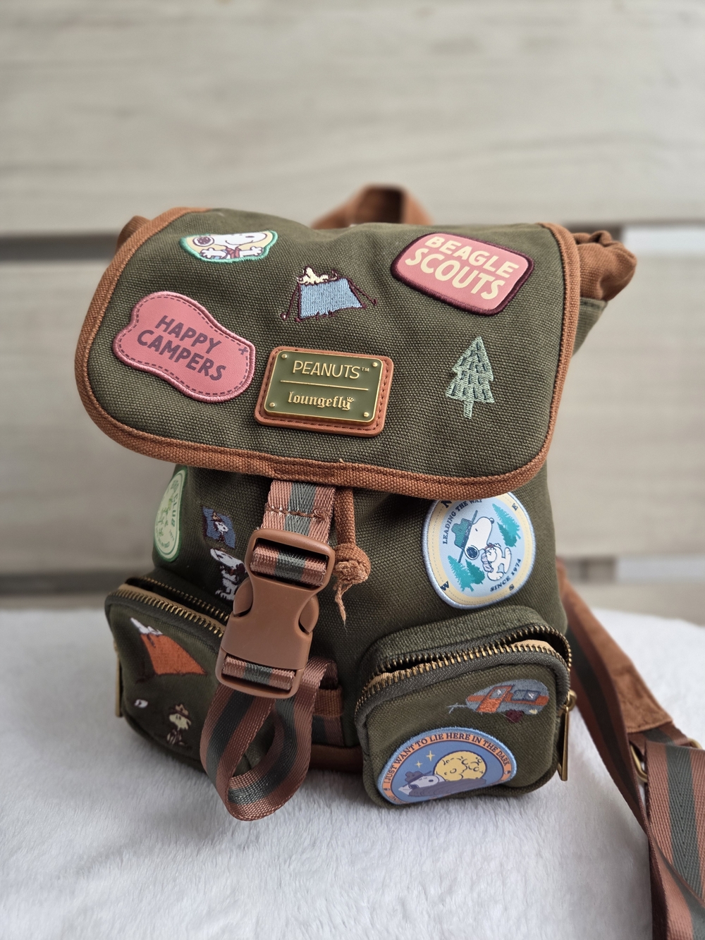 Loungefly Peanuts Snoopy Camp Patch Backpack